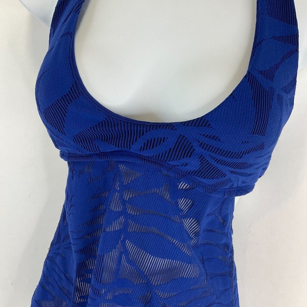 Robin Piccone Tankini Top Womens Sz XS Indigo Lace Leaf Pattern Halter $120 Nwt - Picture 4 of 12